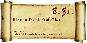 Blumenfeld Zsóka névjegykártya